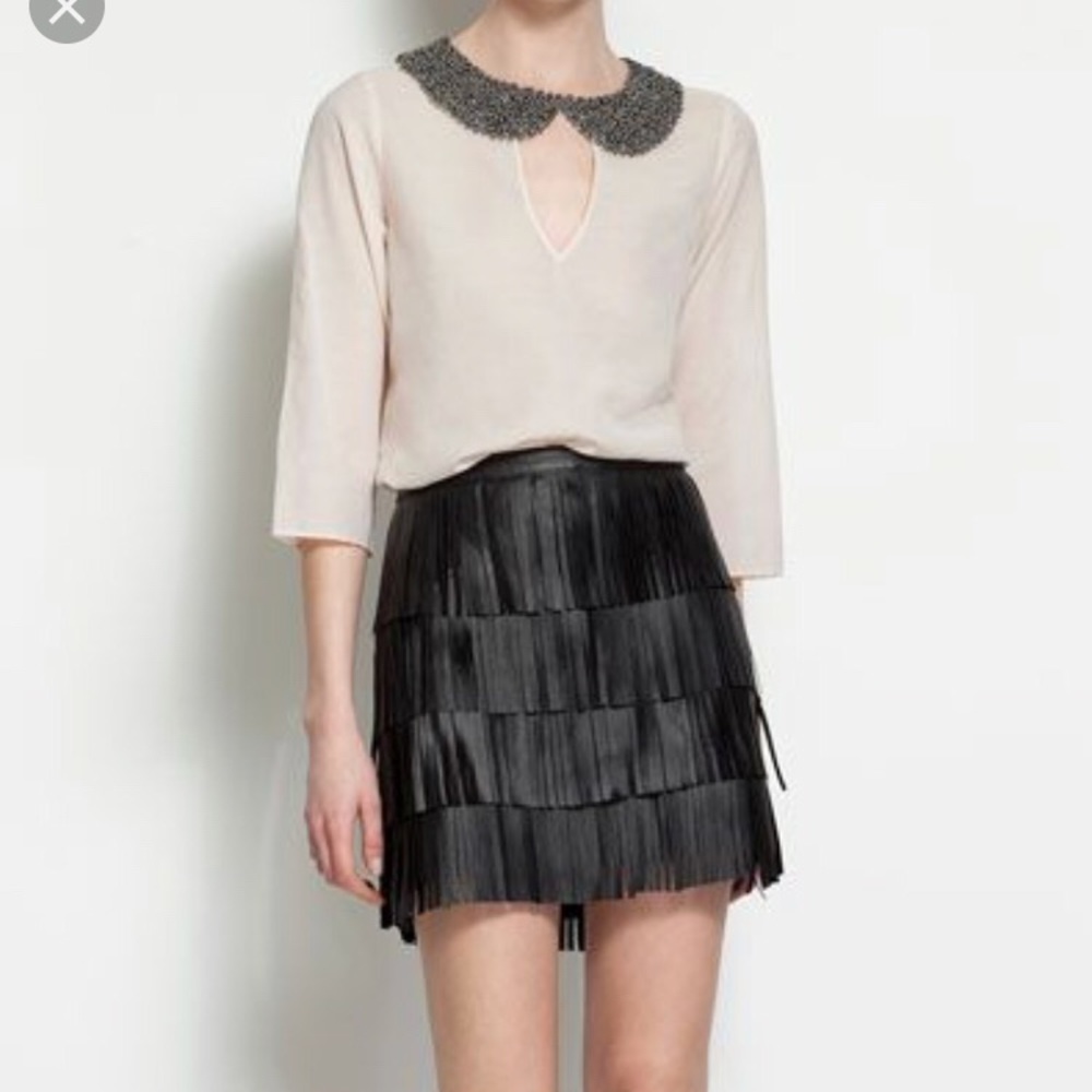 Zara Beaded Collar Blouse